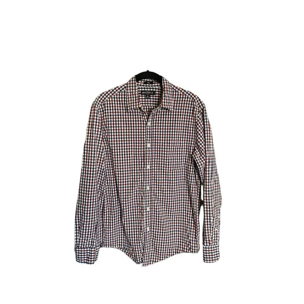 J.Crew mercantile, men’s slim fit checkered button front shirt, med